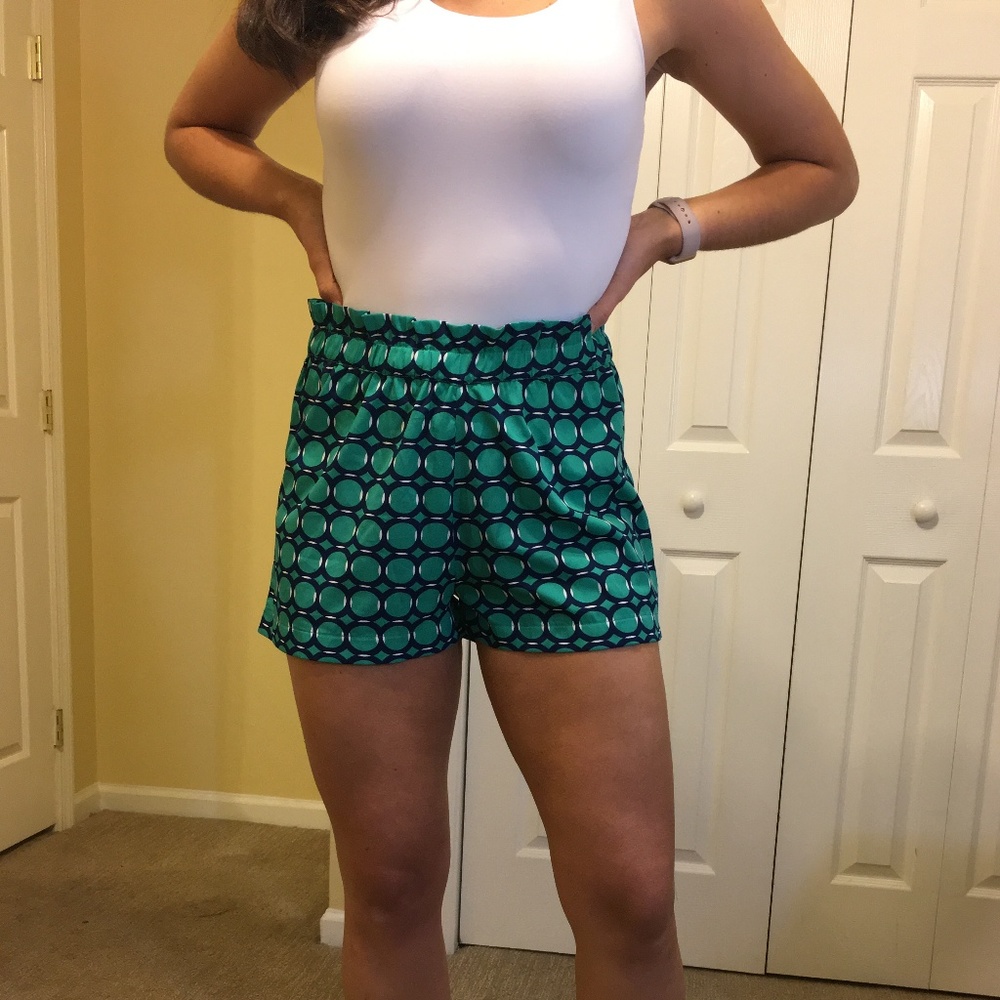 Mudpie Green and Blue Ruffle Shorts